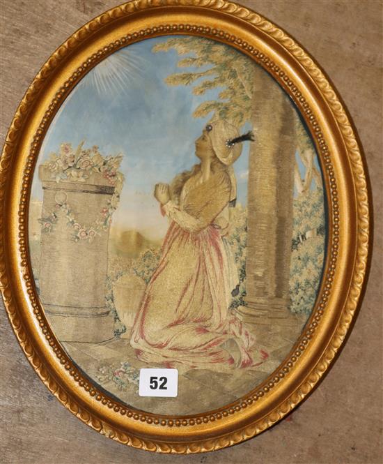 Regency figurative silkwork picture